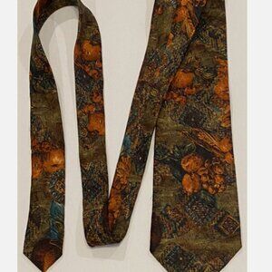 Ermenegildo Zegna Grapes Fruit Silk Neck Tie Made In Italy Brown Still Life Art